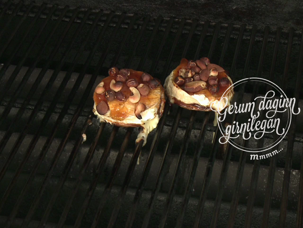 Grillaður portobello sveppur með camembert
