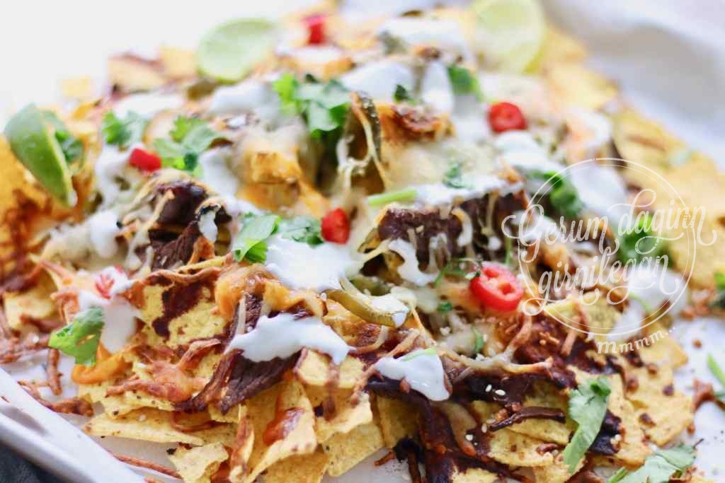 Nachos með kóresku nautakjöti