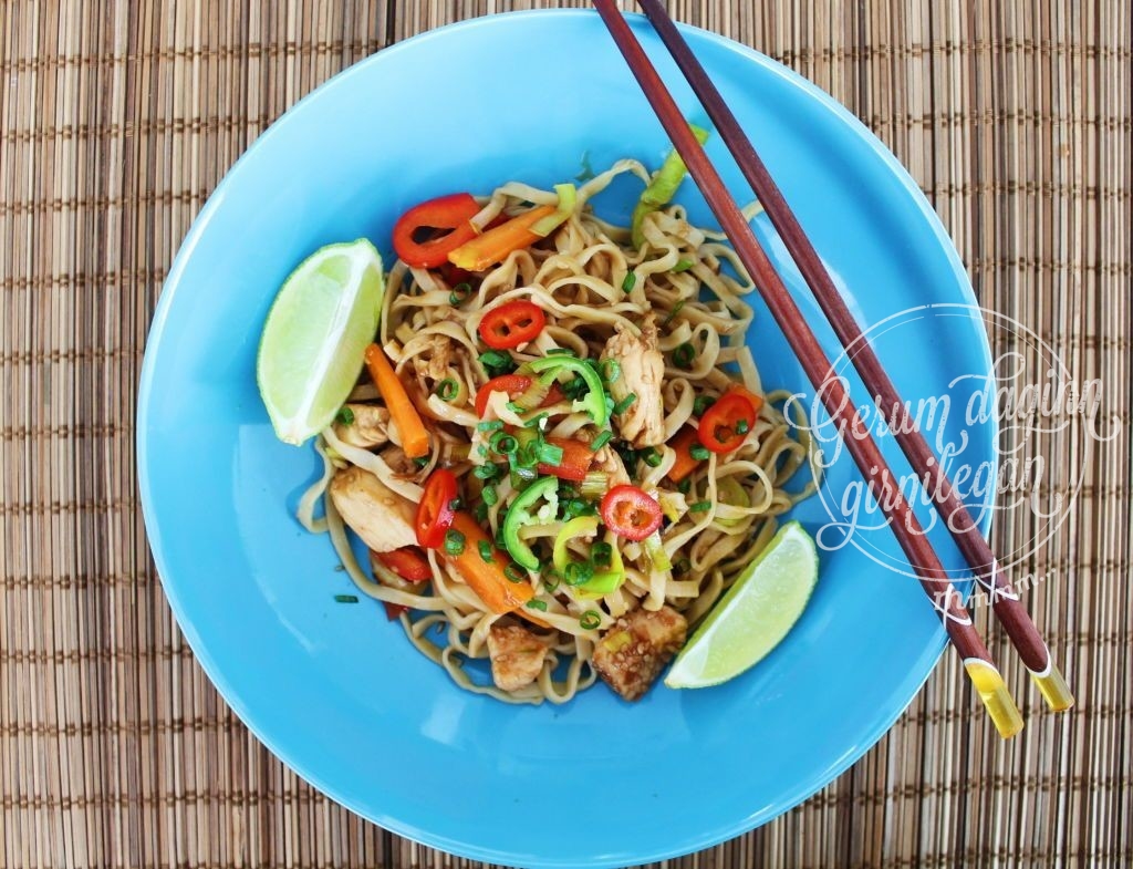Hoisin núðlur með kjúklingi, chili og kóríander