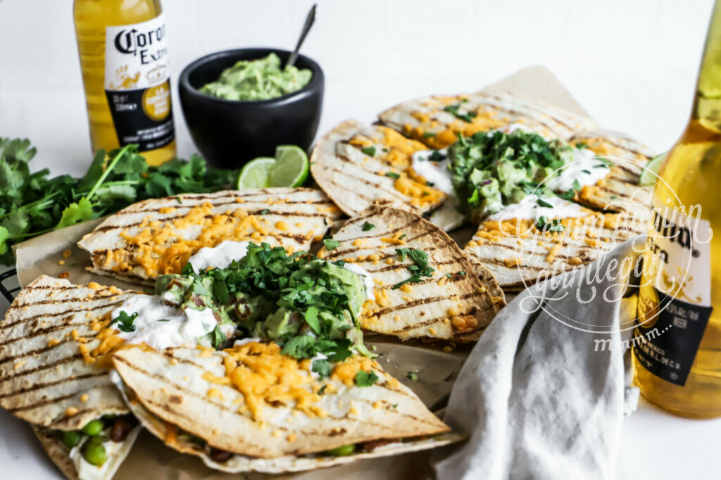 Quesadilla með edamame- og pinto baunum