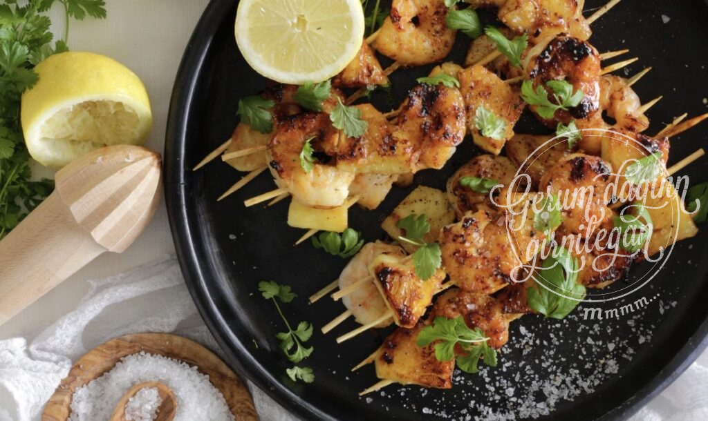 Grillaðar risarækjur í klístraðri hvítlauks hunangs sósu