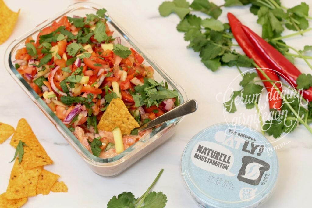 Vegan Creamy salsa með Oatly hafraaosti