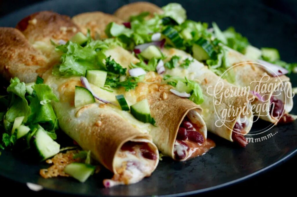 Bakað bauna taquitos
