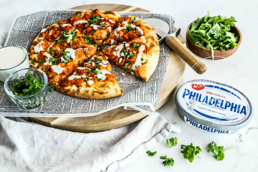 Pizza með buffalo kjúklingi