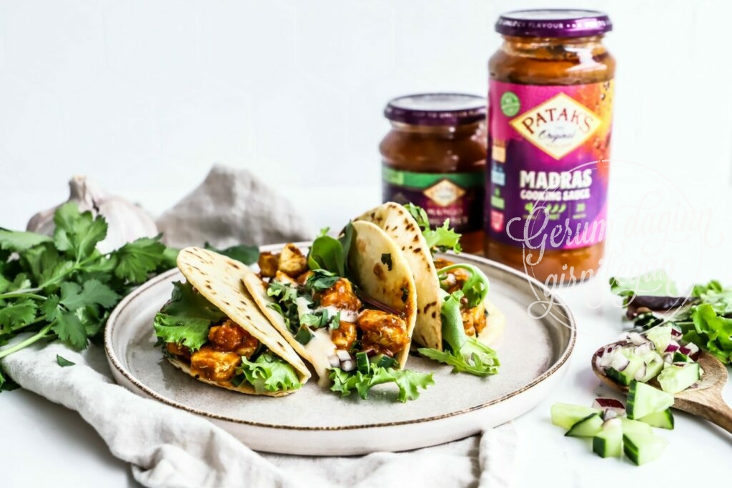 Tacos með madras kjúklingi