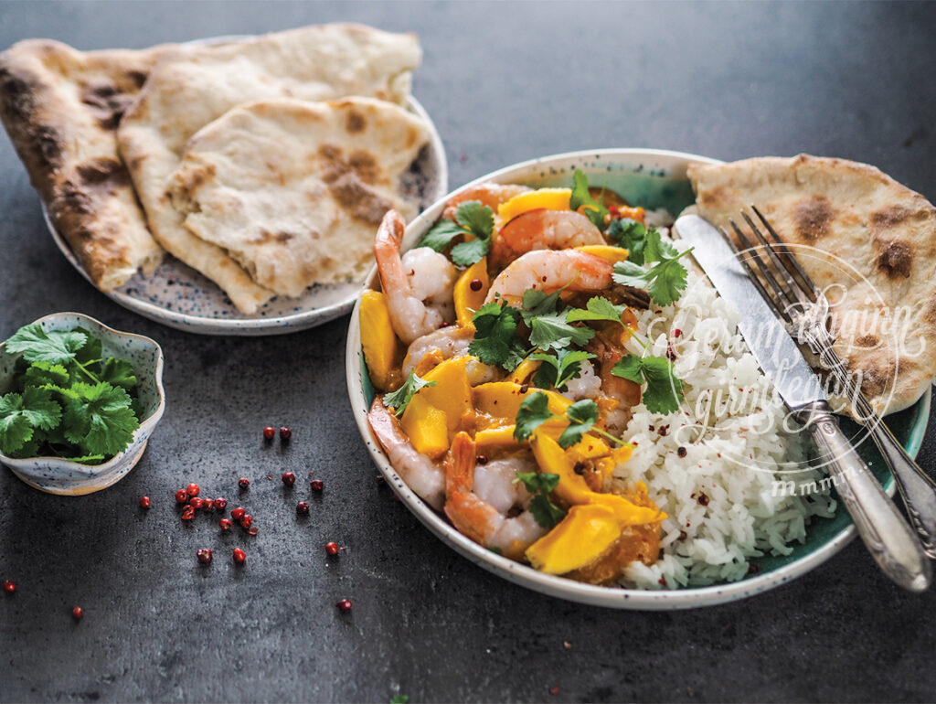 Korma rækjur með mangó