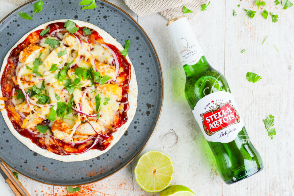 BBQ tortilla pizza