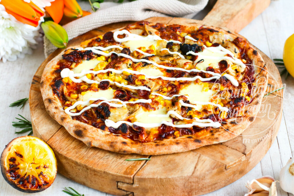 BBQ pizza með kjúklingi