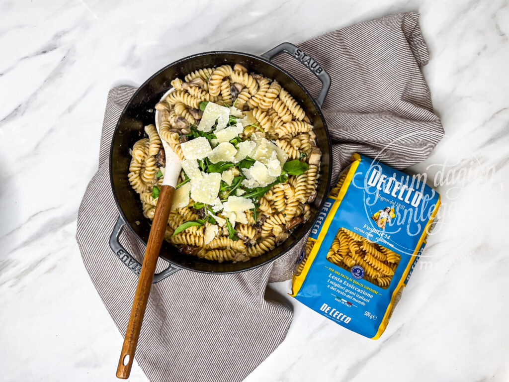 Rjómalagað fusilli með sveppum